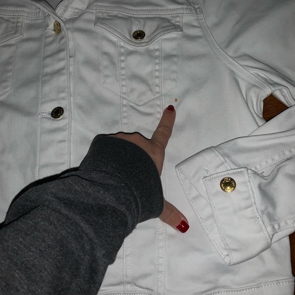 Michael Kors white denim jeans Jacket stretch XL - Picture 5 of 12